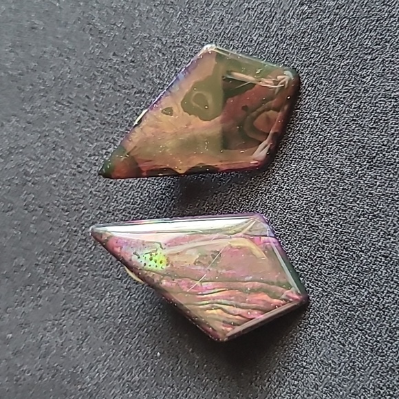 Source Unknown Jewelry - Vintage 90's earrings, enamel over metal, pierced ear, black and purple.